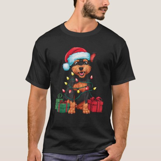 T-shirt Éclairage Noël Chapeau chinois Chien chassé Christ (Devant)