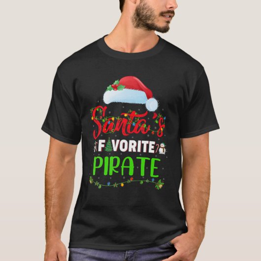 T-shirt Éclairage Noël Père Noël Favorite Pirate Noël (Devant)