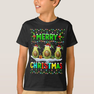 T-shirt Éclairage Xmas Avocado Santa Hat Joyeux Noël Av