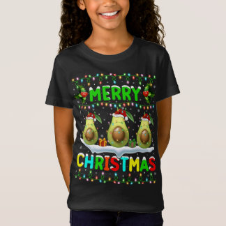 T-Shirt Éclairage Xmas Avocado Santa Hat Joyeux Noël Av