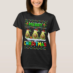 T-shirt Éclairage Xmas Avocado Santa Hat Joyeux Noël Av