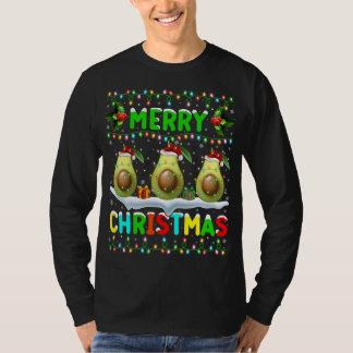 T-shirt Éclairage Xmas Avocado Santa Hat Joyeux Noël Av