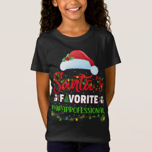 T-Shirt Éclairage Xmas Père Noël Favorite Paraprofessionne (Devant)