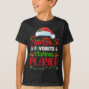 T-shirt Éclairage Xmas Père Noël Joueur Clarinet favori Ch