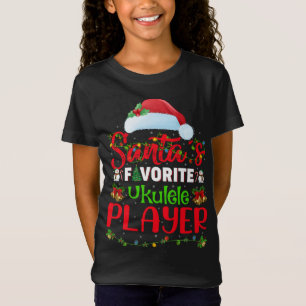 T-Shirt Éclairage Xmas Père Noël Joueur favori Ukulele Chr
