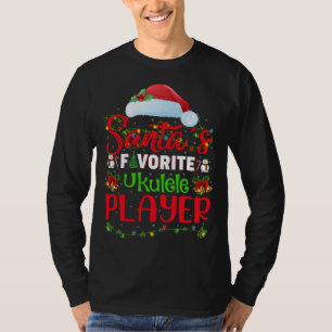 T-shirt Éclairage Xmas Père Noël Joueur favori Ukulele Chr