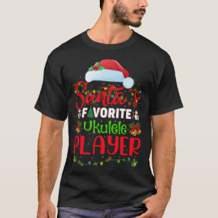 T-shirt Éclairage Xmas Père Noël Joueur favori Ukulele Chr