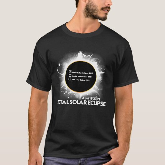 T-shirt Eclipse Checklist Total Solar Eclipse April 8 2024 (Devant)