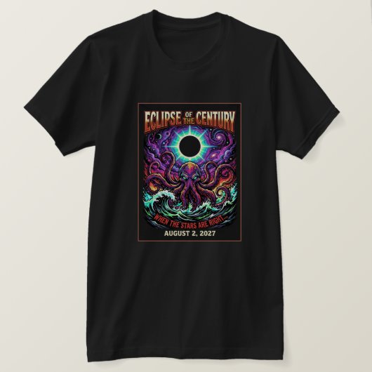 T-shirt Éclipse du siècle du 2 août 2027 Cthulhu (Design devant)
