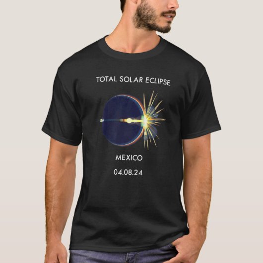 T-shirt Eclipse Flare 04 08 24 Total Solar Eclipse Mexico (Devant)