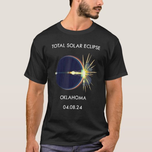 T-shirt Eclipse Flare 04 08 24 Total Solar Eclipse Oklahom (Devant)