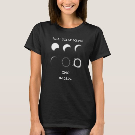 T-shirt Éclipse Phases 04 08 24 Total Solaire Eclipse Ohio (Devant)