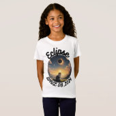 T-Shirt Éclipse solaire, 2024 Chat Portant des éclips sola (Devant entier)