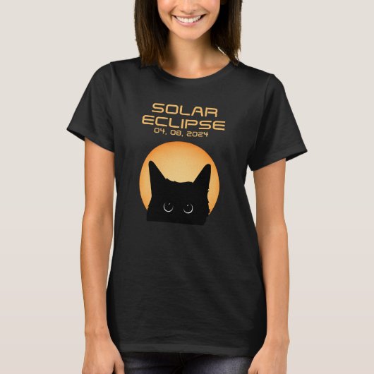 T-shirt Éclipse solaire avec chat (Devant)