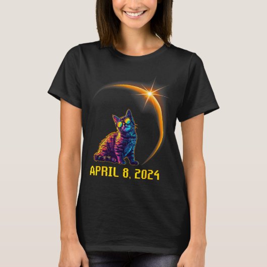 T-shirt Éclipse Solaire Chat Éclipse Solaire (Devant)