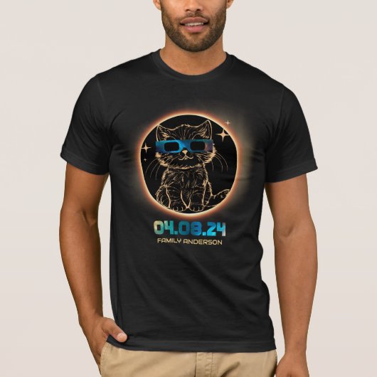 T-shirt Éclipse Solaire Total 2024 Cat Éclipse Solaire Lun (Devant)