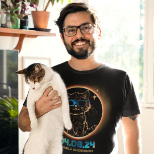 T-shirt Éclipse solaire totale 2024 Chat Lunettes Éclipse