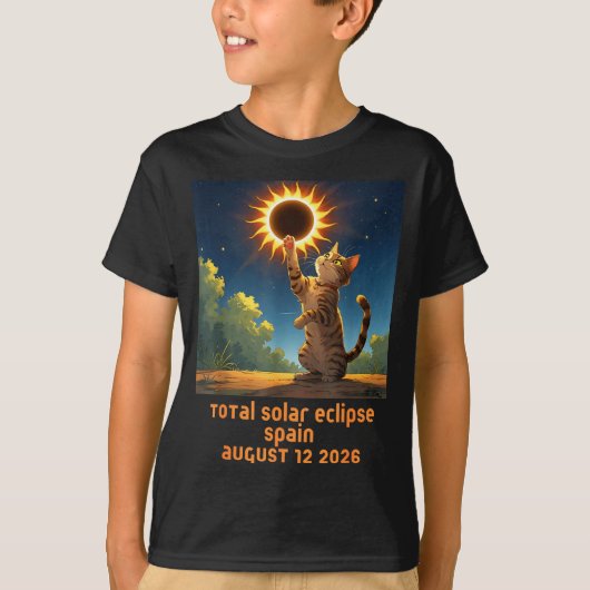 T-shirt Éclipse solaire totale Chat Espagne Design (Devant)