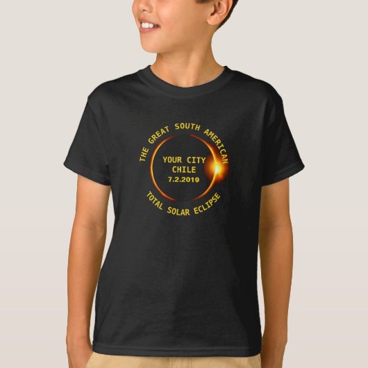 T-shirt Éclipse solaire totale Chili 2019 Amérique du Sud (Devant)
