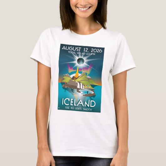 T-shirt Éclipse solaire totale de 2026 en Islande - T-Shir (Devant)