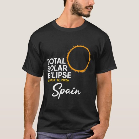 T-shirt Éclipse solaire totale en Espagne le 12 août 2026 (Devant)