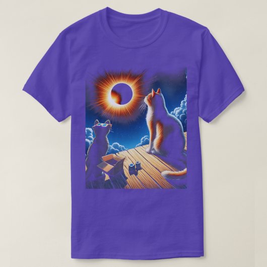 T-shirt Eclipse Tabby Chat regarder Solaire Eclipse Chat E (Design devant)