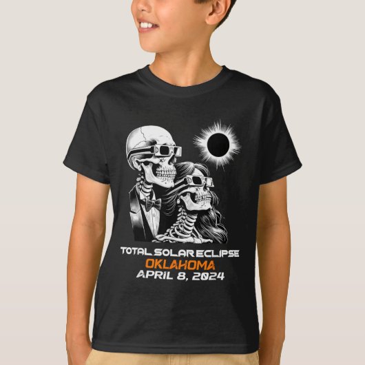 T-shirt Éclipse Totale de Soleil Squelette Oklahoma Ok (Devant)