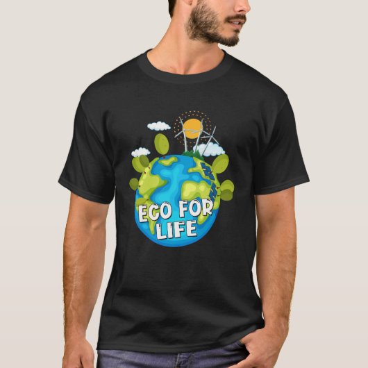 T-shirt Eco For Life Environmental Green Earth (Devant)