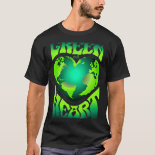 T-shirt Éco-Rétro Écologique Vert de cœur