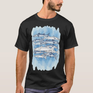 T-shirt École de barracudas – Illustration aquarelle de po