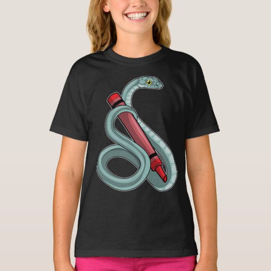 T-shirt École de crayon de pupille de serpent (Devant)