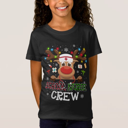 T-Shirt École de Noël Infirmière Reindeer Infirmière Buffa (Devant)