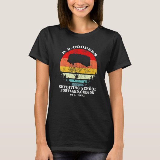 T-shirt École de parachutisme Retro D B Cooper Cryptide Lé (Devant)