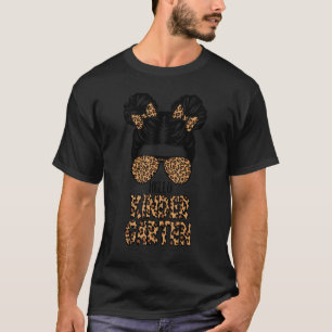 T-shirt École de premier jour Bonjour maternelle Leopard M