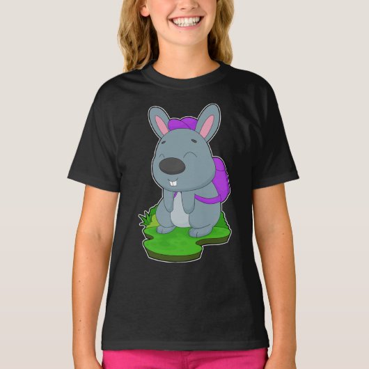 T-shirt École de sac à dos pour élèves de lapin (Devant)