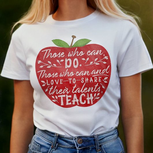 T-shirt École Enseignant Rouge Pomme Ceux Qui Peuvent Ense