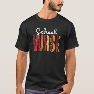 T-shirt École Infirmière Plaid Red Love Heart Stethoscope