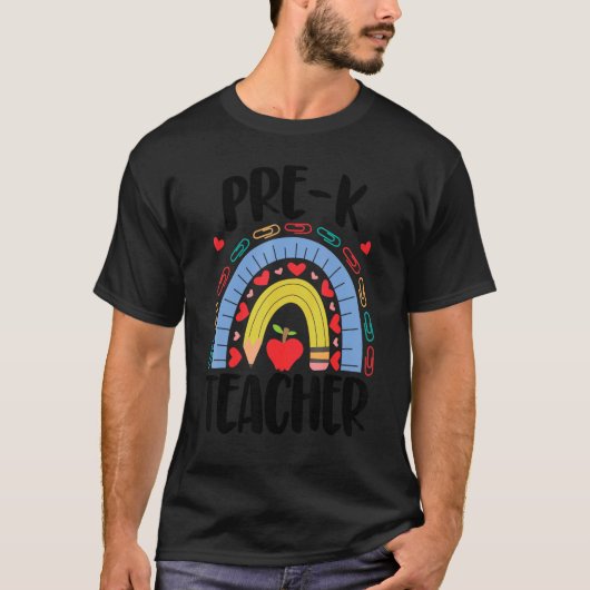 T-shirt École Pré K Enseignant Rainbow Acedamic (Devant)