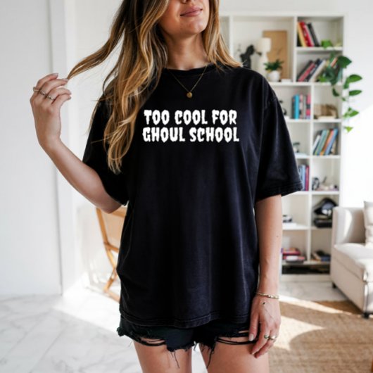 T-shirt École trop cool halloween enseignant typographie b