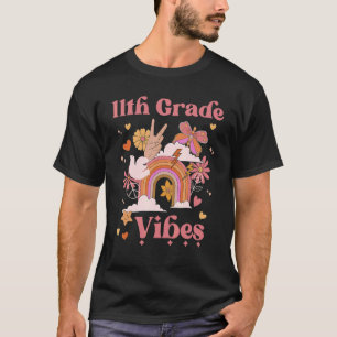 T-shirt École Vibes de 11e année Super Retro Boho Rainbow