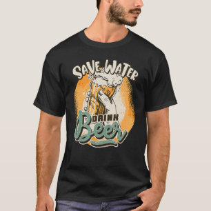 T-shirt Économisez De L'Eau Boire Bière Fun Retro Design B