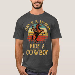 T-shirt Économisez Une Promenade À Cheval Un Cowboy Vintag