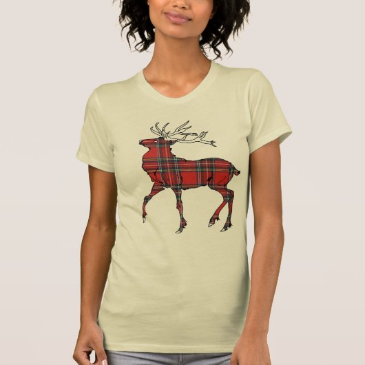 T-shirt écossais de cerfs communs de tartan (de (Devant)