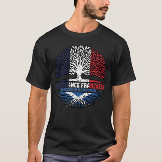 T-shirt Écossais Français France Arbre Drapeau (Devant)