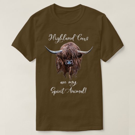 T-shirt Écossais Highland Cow Spirit Animal (Design devant)
