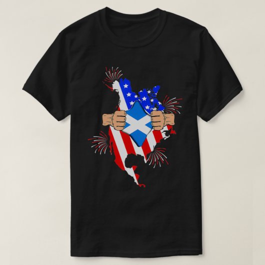T-shirt Écossais Sang dans le drapeau écossais américain P (Design devant)