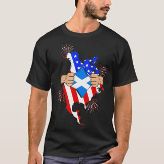 T-shirt Écossais Sang dans le drapeau écossais américain P