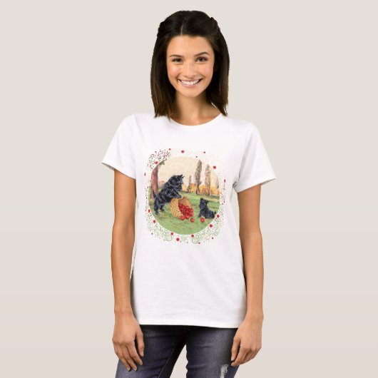 T-shirt Écossais Terrier Automne Design saisonnier (Devant entier)