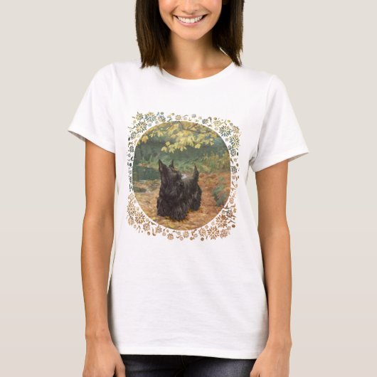 T-shirt Écossais Terrier Automne Design saisonnier (Devant)