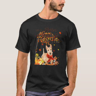 T-shirt Écossais Terrier Maple Tree Thanksgiving Day Cute